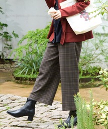 裏起毛ストレッチワイドパンツ 股下58cm丈【ウエストゴム・大きいサイズあり】