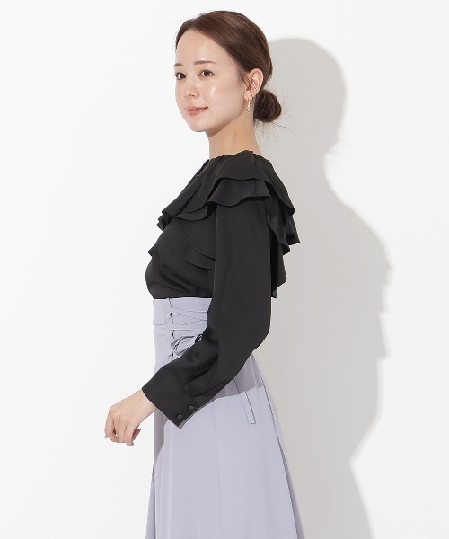 AND COUTURE（アンドクチュール）の「フリルケープブラウス（シャツ/ブラウス・レディース・アイボリー/ブラック/レッド/ダークブラウン・FREE）」の11枚目の写真