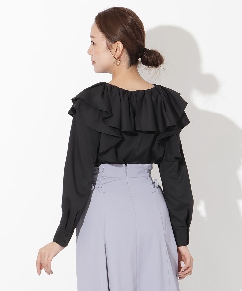 AND COUTURE（アンドクチュール）の「フリルケープブラウス（シャツ/ブラウス・レディース・アイボリー/ブラック/レッド/ダークブラウン・FREE）」の12枚目の写真