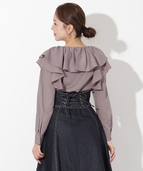 AND COUTURE（アンドクチュール）の「フリルケープブラウス（シャツ/ブラウス・レディース・アイボリー/ブラック/レッド/ダークブラウン・FREE）」の18枚目の写真