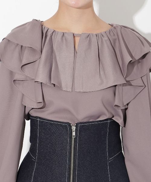 AND COUTURE（アンドクチュール）の「フリルケープブラウス（シャツ/ブラウス・レディース・アイボリー/ブラック/レッド/ダークブラウン・FREE）」の21枚目の写真