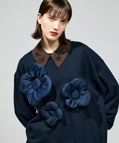 NON TOKYO(ノントーキョー)の「PUFF FLOWER PULLOVER SWEAT(スウェット・レディース・ネイビー/ブラウン/ブラック・FREE)」の3枚目の写真