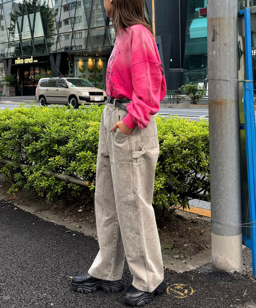 CIAOPANIC（チャオパニック）の「フェードダックダブルニーパンツ（その他パンツ・レディース・チャコールグレー/ベージュ・MEDIUM/LARGE）」の18枚目の写真