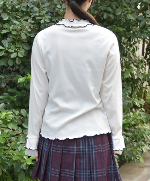 axes femme（アクシーズファム）の「プリーツチュール切替リブプルオーバー（Tシャツ/カットソー・レディース・ワイン/ブラック/ブルー/キナリ・FREE）」の7枚目の写真