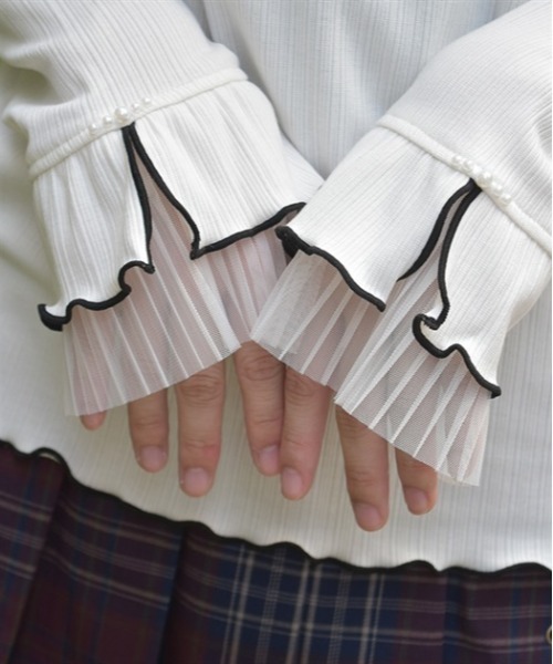 axes femme（アクシーズファム）の「プリーツチュール切替リブプルオーバー（Tシャツ/カットソー・レディース・ワイン/ブラック/ブルー/キナリ・FREE）」の8枚目の写真