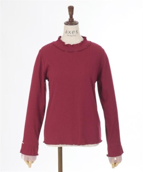 axes femme（アクシーズファム）の「プリーツチュール切替リブプルオーバー（Tシャツ/カットソー・レディース・ワイン/ブラック/ブルー/キナリ・FREE）」の16枚目の写真