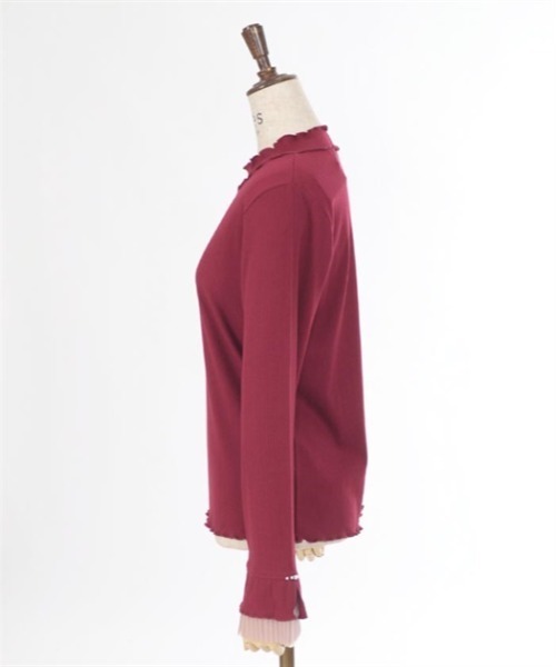 axes femme（アクシーズファム）の「プリーツチュール切替リブプルオーバー（Tシャツ/カットソー・レディース・ワイン/ブラック/ブルー/キナリ・FREE）」の17枚目の写真