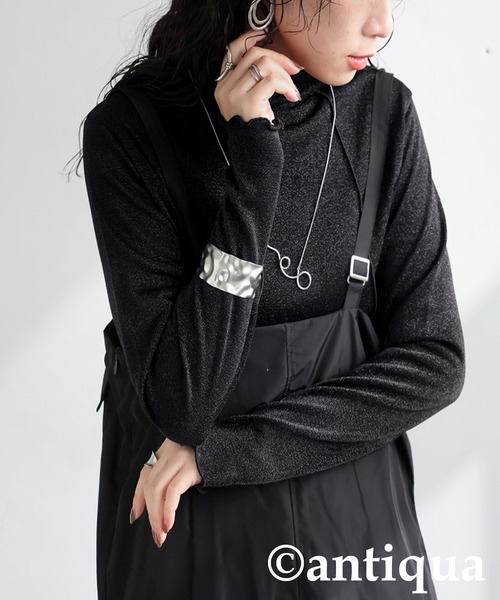 antiqua(アンティカ)の「ラメシアートップス(Tシャツ/カットソー・レディース・ブラック・ONESIZE)」の2枚目の写真