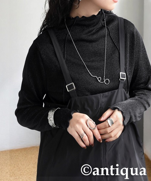 antiqua(アンティカ)の「ラメシアートップス(Tシャツ/カットソー・レディース・ブラック・ONESIZE)」の3枚目の写真