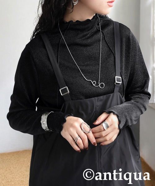 antiqua(アンティカ)の「ラメシアートップス(Tシャツ/カットソー・レディース・ブラック・ONESIZE)」の6枚目の写真
