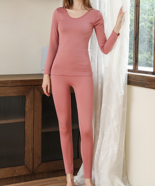 Lace Ladies(レースレディース)の「【2点セット】 ソリッドカラー ラウンドネック リブ ニット インナー(インナーウェア/肌着・レディース・ブラック/パープル/ブラウン/ピンク・FREE)」の4枚目の写真