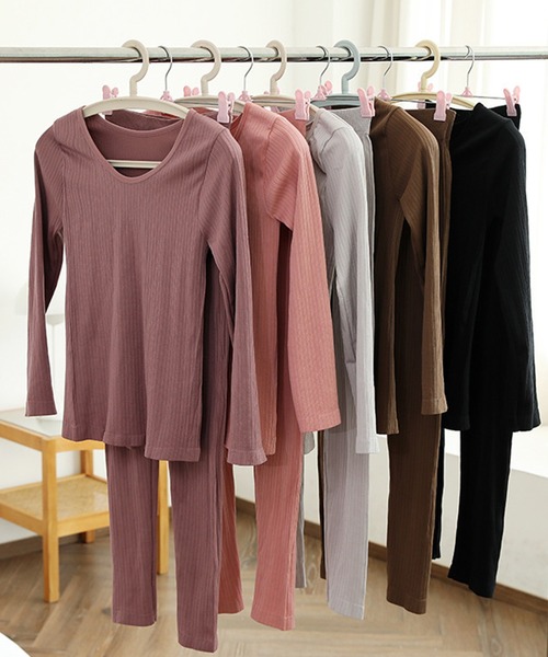 Lace Ladies(レースレディース)の「【2点セット】 ソリッドカラー ラウンドネック リブ ニット インナー(インナーウェア/肌着・レディース・ブラック/パープル/ブラウン/ピンク・FREE)」の15枚目の写真