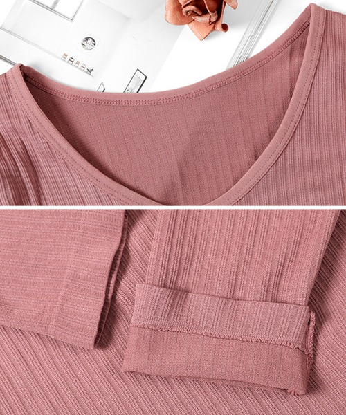 Lace Ladies(レースレディース)の「【2点セット】 ソリッドカラー ラウンドネック リブ ニット インナー(インナーウェア/肌着・レディース・ブラック/パープル/ブラウン/ピンク・FREE)」の16枚目の写真