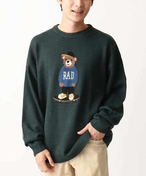 MK MICHEL KLEIN HOMME （エムケーミッシェルクランオム）の「【残りわずか/ユニセックスで着られる】ニット/アニマルジャガード（ニット/セーター・メンズ・グリーン/アイボリー・48/46）」の2枚目の写真