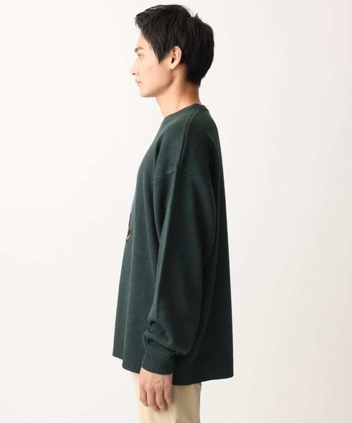 MK MICHEL KLEIN HOMME （エムケーミッシェルクランオム）の「【残りわずか/ユニセックスで着られる】ニット/アニマルジャガード（ニット/セーター・メンズ・グリーン/アイボリー・48/46）」の3枚目の写真