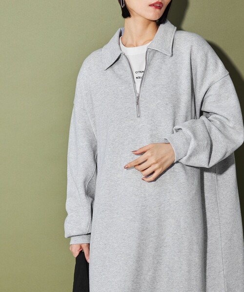 【韓国ファッション】ロングワンピース スウェット ジップ ワンピース レディース ロングワンピース スウェット ジッパー