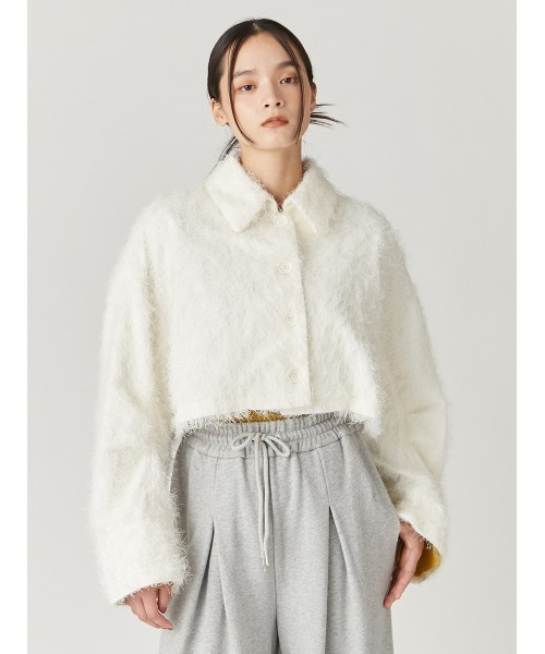 FRAY I.D（フレイアイディー）の「シャギーショート丈シャツジャケット（ブルゾン・レディース・ミント/ホワイト/ブラック・1/0）」の2枚目の写真