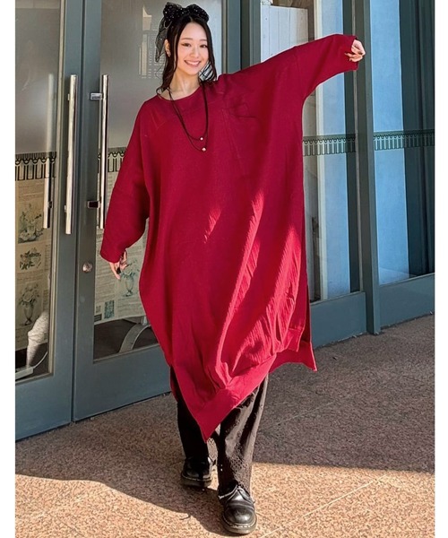 チャイハネ（チャイハネ）の「【チャイハネ】ニーネパ ビッグシルエットワンピース（ワンピース・レディース・キャメル/レッド/ホワイト/ブラック/ターコイズブルー・FREE）」の5枚目の写真