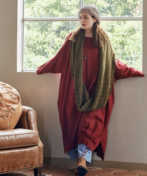 チャイハネ（チャイハネ）の「【チャイハネ】ニーネパ ビッグシルエットワンピース（ワンピース・レディース・キャメル/レッド/ホワイト/ブラック/ターコイズブルー・FREE）」の15枚目の写真