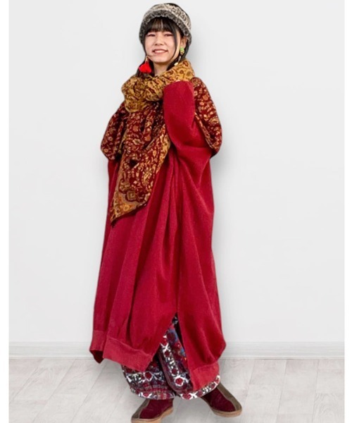 チャイハネ(チャイハネ)の「【チャイハネ】ニーネパ ビッグシルエットワンピース(ワンピース・レディース・キャメル/レッド/ホワイト/ブラック/ターコイズブルー・FREE)」の19枚目の写真