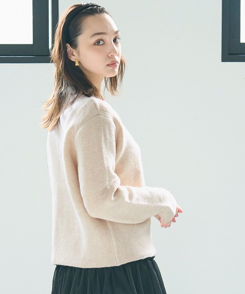 coca（coca）（コカ）の「ダブルフェイス クルーネックニットカーディガン（カーディガン/ボレロ・レディース・チャコール/アイボリー/ライトベージュ/ライトピンク/ネイビー・L/M/S）」の8枚目の写真