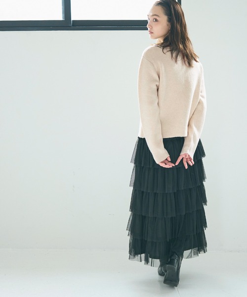 coca（coca）（コカ）の「ダブルフェイス クルーネックニットカーディガン（カーディガン/ボレロ・レディース・チャコール/アイボリー/ライトベージュ/ライトピンク/ネイビー・L/M/S）」の9枚目の写真