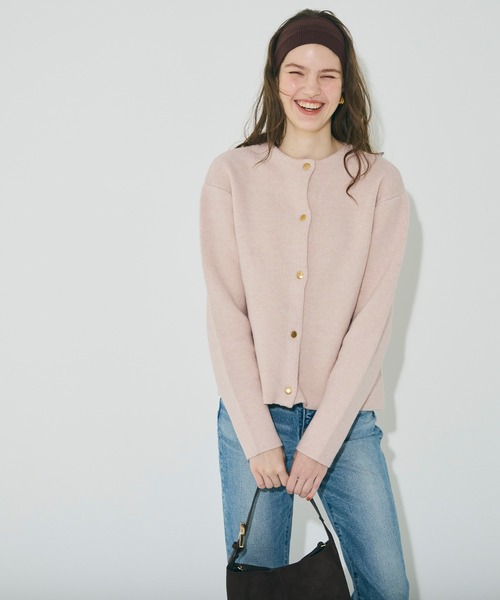 coca（coca）（コカ）の「ダブルフェイス クルーネックニットカーディガン（カーディガン/ボレロ・レディース・チャコール/アイボリー/ライトベージュ/ライトピンク/ネイビー・L/M/S）」の11枚目の写真