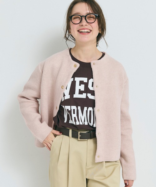 coca（coca）（コカ）の「ダブルフェイス クルーネックニットカーディガン（カーディガン/ボレロ・レディース・チャコール/アイボリー/ライトベージュ/ライトピンク/ネイビー・L/M/S）」の13枚目の写真