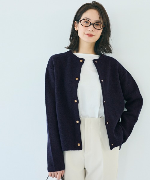 coca（coca）（コカ）の「ダブルフェイス クルーネックニットカーディガン（カーディガン/ボレロ・レディース・チャコール/アイボリー/ライトベージュ/ライトピンク/ネイビー・L/M/S）」の19枚目の写真