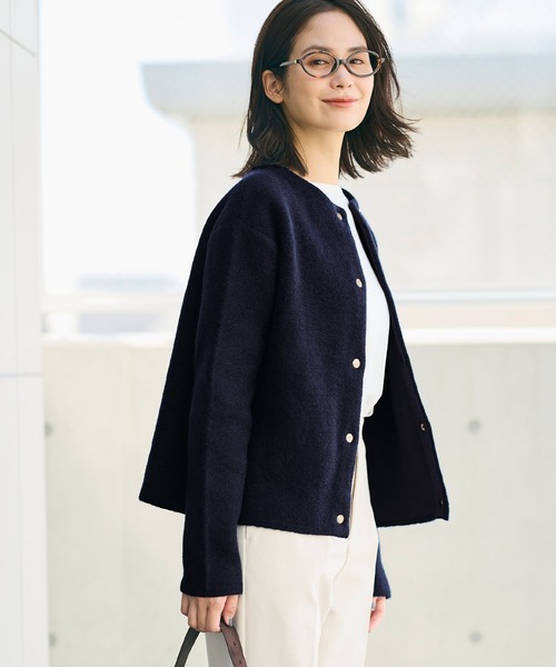 coca（coca）（コカ）の「ダブルフェイス クルーネックニットカーディガン（カーディガン/ボレロ・レディース・チャコール/アイボリー/ライトベージュ/ライトピンク/ネイビー・L/M/S）」の21枚目の写真