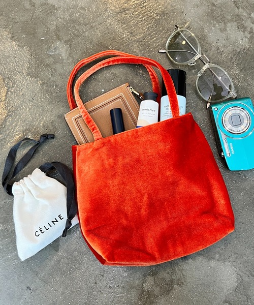 StyleSea（スタイルシー）の「ベルベットミニバッグ（トートバッグ・レディース・カーキ/ブラック/シルバー/ピンク/ブラウン/ネイビー/オレンジ/コバルトブルー・FREE）」の7枚目の写真