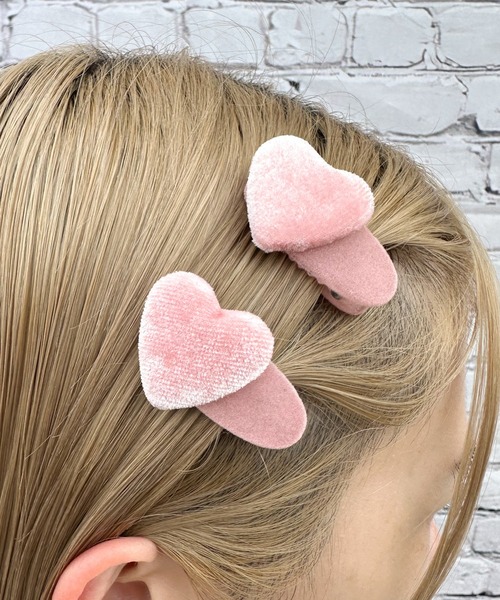 ❁コーデュロイハートモチーフ❁ ベビーヘアピン　ベビーヘアクリップ　ヘアピン ❁コーデュロイハートモチーフ❁ ベビーヘアピン ベビーヘアクリップ