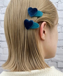 ［select］ハートベロアミニヘアクリップ 2個セット