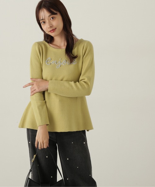 PROPORTION BODY DRESSING（プロポーションボディドレッシング）の「ロゴペプラムニット / 1215170003（ニット/セーター・レディース・イエロー/ブルー/ホワイト・FREE）」の3枚目の写真