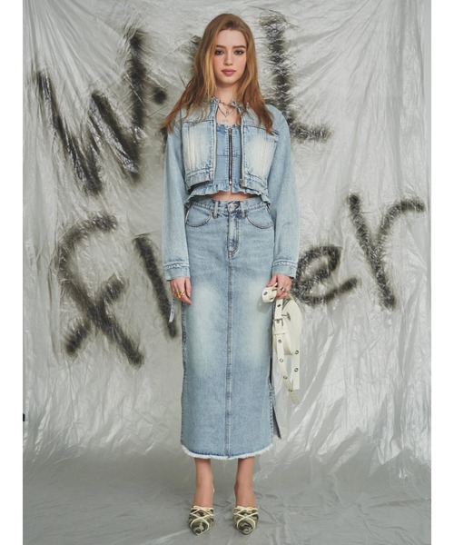 EVRIS（エヴリス）の「デニムバイカーブルゾン【セットアップ着用可能