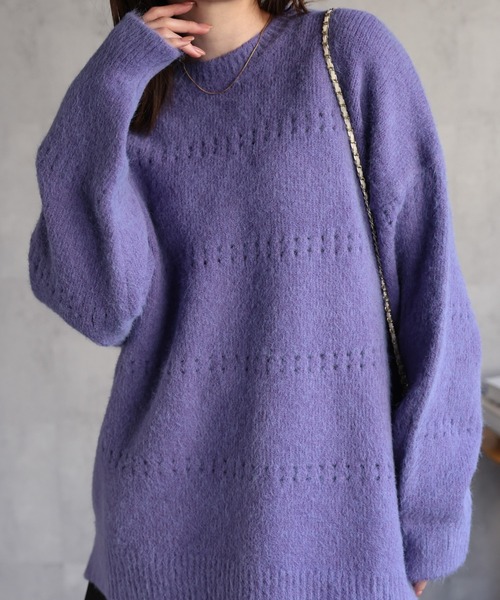 CREARE -LINO-（クレアーレリノ）の「〈ユニセックス商品〉アイレットニットプルオーバー（ニット/セーター・レディース・ブラウン/ホワイト/ピンク/パープル/チャコール・FREE）」の2枚目の写真