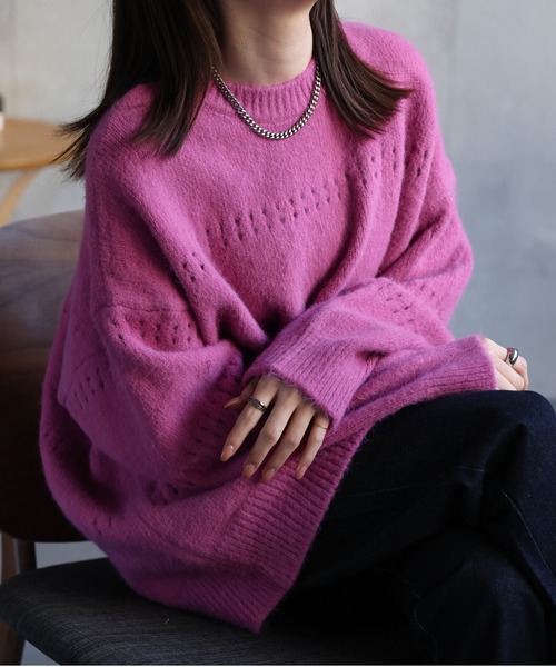 CREARE -LINO-（クレアーレリノ）の「〈ユニセックス商品〉アイレットニットプルオーバー（ニット/セーター・レディース・ブラウン/ホワイト/ピンク/パープル/チャコール・FREE）」の5枚目の写真