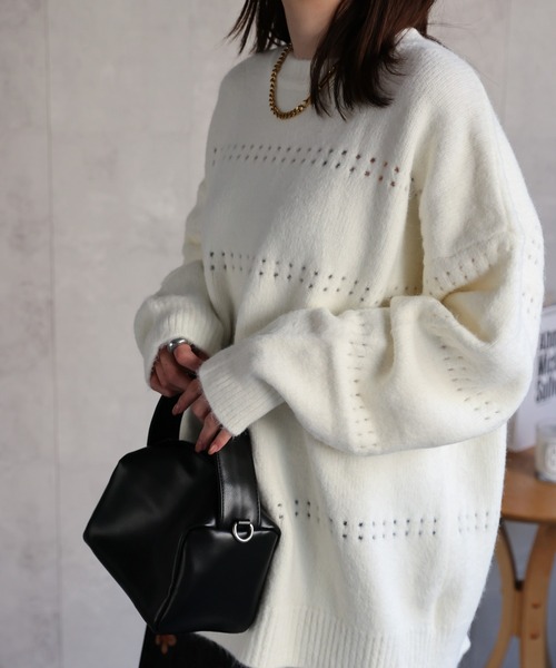 CREARE -LINO-（クレアーレリノ）の「〈ユニセックス商品〉アイレットニットプルオーバー（ニット/セーター・レディース・ブラウン/ホワイト/ピンク/パープル/チャコール・FREE）」の20枚目の写真