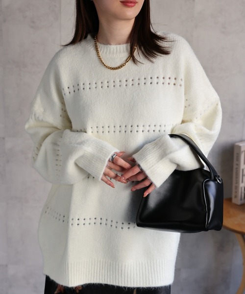 CREARE -LINO-（クレアーレリノ）の「〈ユニセックス商品〉アイレットニットプルオーバー（ニット/セーター・レディース・ブラウン/ホワイト/ピンク/パープル/チャコール・FREE）」の17枚目の写真