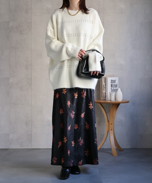 CREARE -LINO-（クレアーレリノ）の「〈ユニセックス商品〉アイレットニットプルオーバー（ニット/セーター・レディース・ブラウン/ホワイト/ピンク/パープル/チャコール・FREE）」の10枚目の写真