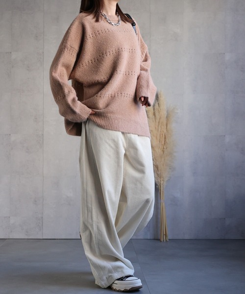 CREARE -LINO-（クレアーレリノ）の「〈ユニセックス商品〉アイレットニットプルオーバー（ニット/セーター・レディース・ブラウン/ホワイト/ピンク/パープル/チャコール・FREE）」の8枚目の写真