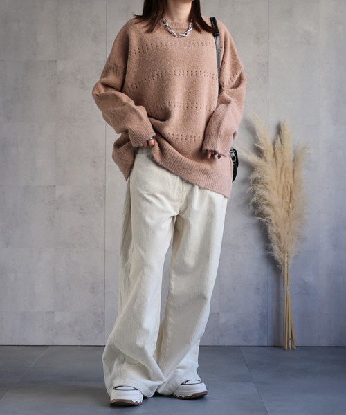CREARE -LINO-（クレアーレリノ）の「〈ユニセックス商品〉アイレットニットプルオーバー（ニット/セーター・レディース・ブラウン/ホワイト/ピンク/パープル/チャコール・FREE）」の15枚目の写真