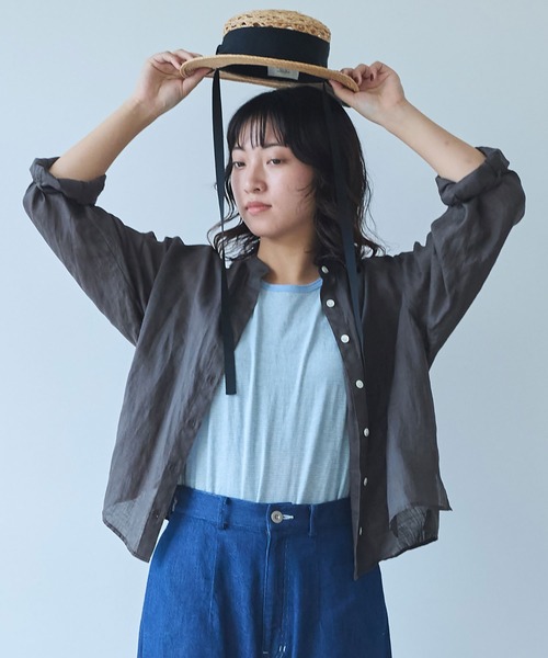 ブラウス シャツ Ramie short ブラウス レディース セール】Ramie short ブラウス（シャツ/ブラウス）｜bulle de