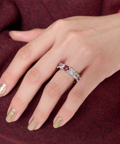 TINA：JOJUN（ティーナジョジュン）の「バイカラー ジルコニアリング TINA：JOJUN（リング・レディース・シルバー/モスグリーン・13号/11号/9号）」の7枚目の写真