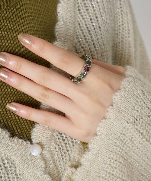 TINA：JOJUN（ティーナジョジュン）の「バイカラー ジルコニアリング TINA：JOJUN（リング・レディース・シルバー/モスグリーン・13号/11号/9号）」の9枚目の写真