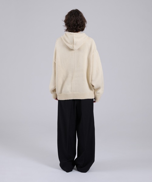 ONCILY（オンシェリー）の「ONEPOINT LOGO FULL-ZIP KNIT HOODIE / ワンポイントロゴフルジップニットフーディ（パーカー・メンズ・ネイビー/アイボリー/ブラック・MEDIUM/LARGE）」の18枚目の写真