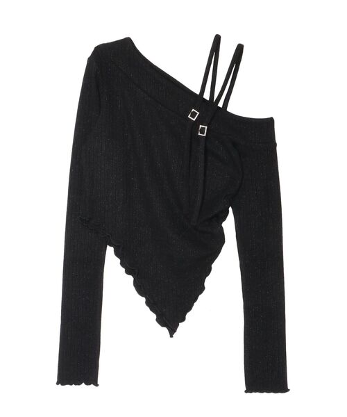 EATME（イートミー）の「ダブルベルトワンショルリブTOP（Tシャツ/カットソー・レディース・ピンク/ブラック/アイボリー/グレー・FREE）」の8枚目の写真