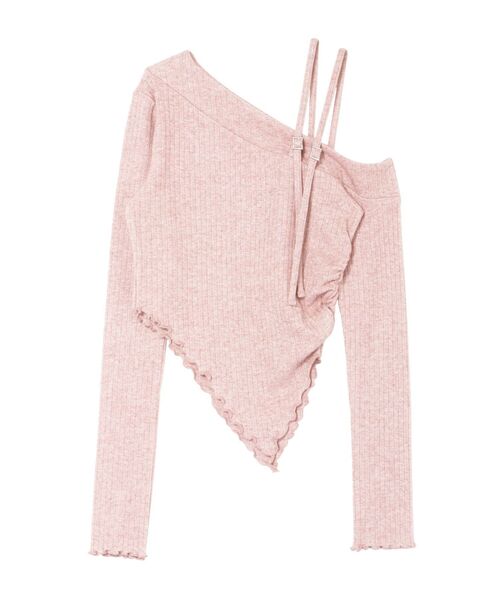 EATME（イートミー）の「ダブルベルトワンショルリブTOP（Tシャツ/カットソー・レディース・ピンク/ブラック/アイボリー/グレー・FREE）」の9枚目の写真