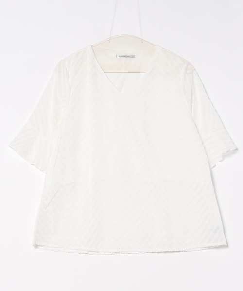 Asterellivi（アステレリビ）の「シアーVネックブラウス（シャツ/ブラウス・レディース・ホワイト/ブラック・L/M/XL）」の14枚目の写真