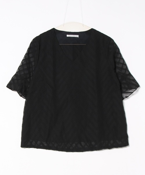 Asterellivi（アステレリビ）の「シアーVネックブラウス（シャツ/ブラウス・レディース・ホワイト/ブラック・L/M/XL）」の15枚目の写真